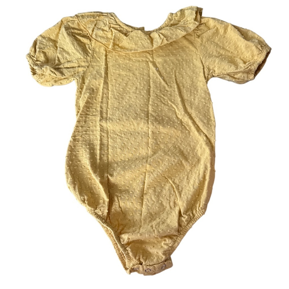 Yellow Quilted Bodysuit with Puff Sleeves